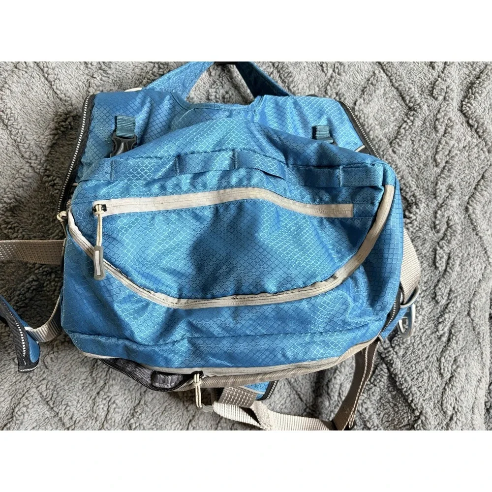 Arcadia Trail Ultimate Backpack Dog Harness Size Medium Teal Blue W/ Side Bags